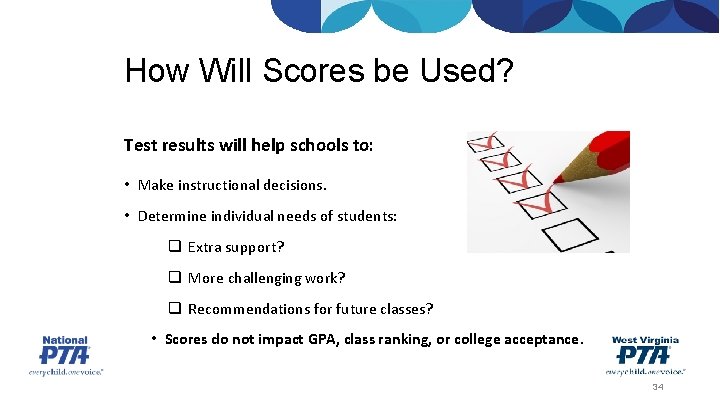 How Will Scores be Used? Test results will help schools to: • Make instructional