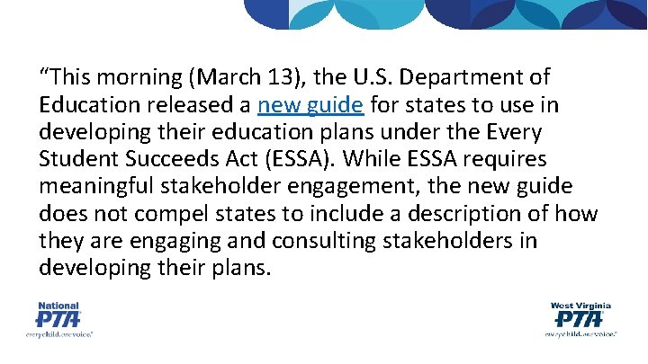 “This morning (March 13), the U. S. Department of Education released a new guide