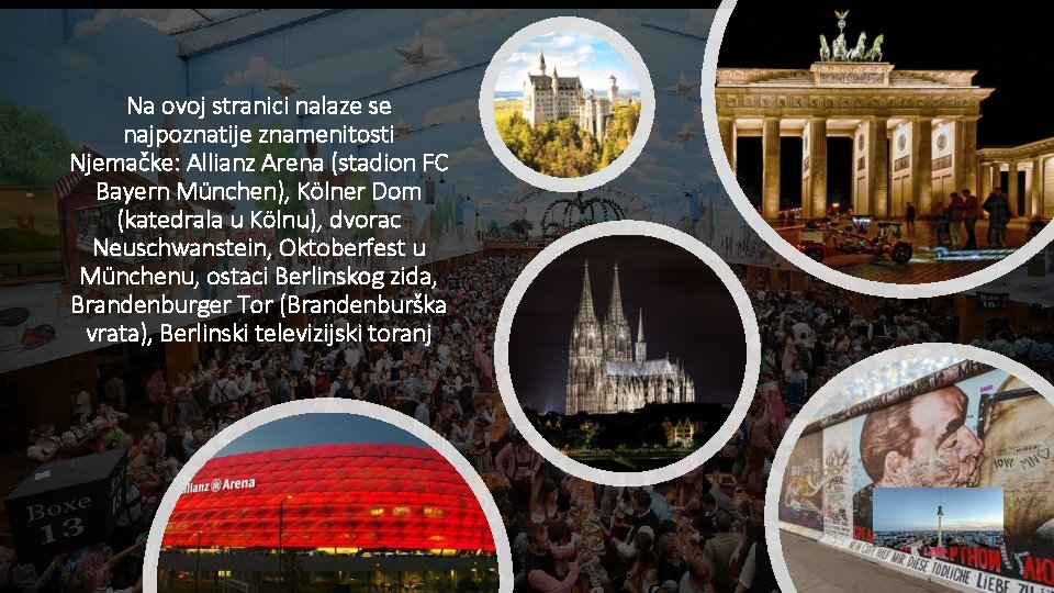 Na ovoj stranici nalaze se najpoznatije znamenitosti Njemačke: Allianz Arena (stadion FC Bayern München),