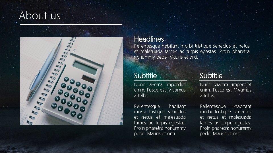 About us Headlines Pellentesque habitant morbi tristique senectus et netus et malesuada fames ac
