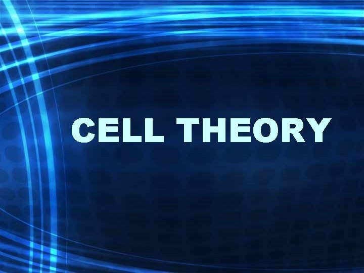 CELL THEORY CELL THEORY