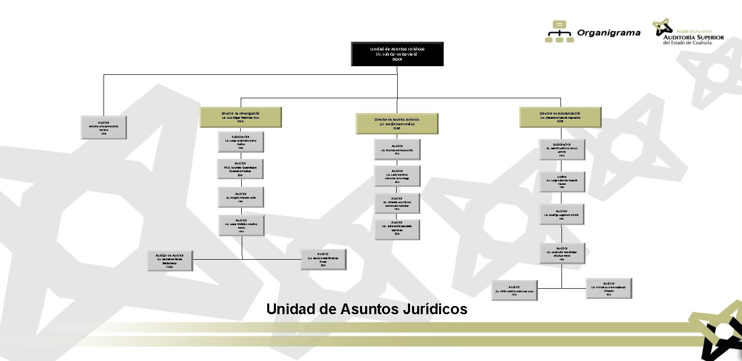 Unidad de Asuntos Jurídicos Lic. Luis Carlos García Gil DGAX Director de Investigación Director
