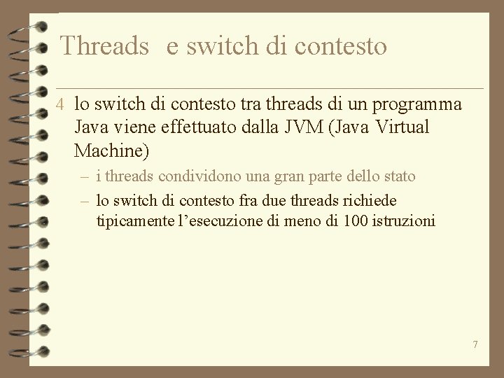Threads e switch di contesto 4 lo switch di contesto tra threads di un