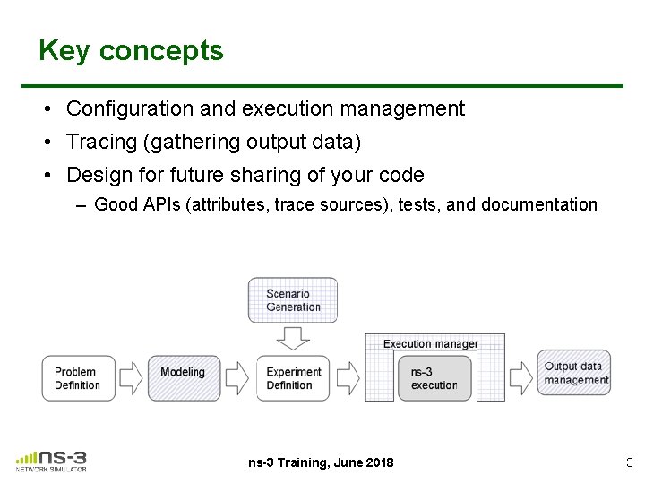 Key concepts • Configuration and execution management • Tracing (gathering output data) • Design