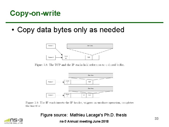 Copy-on-write • Copy data bytes only as needed Figure source: Mathieu Lacage's Ph. D.