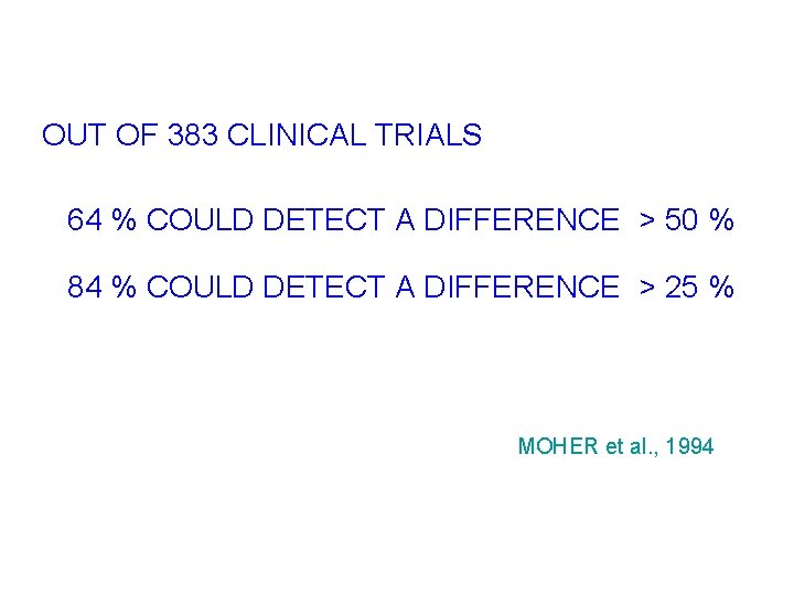 OUT OF 383 CLINICAL TRIALS 64 % COULD DETECT A DIFFERENCE > 50 %
