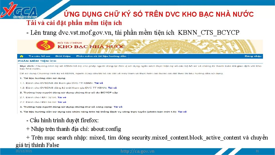 ỨNG DỤNG CHỮ KÝ SỐ TRÊN DVC KHO BẠC NHÀ NƯỚC Tải và cài