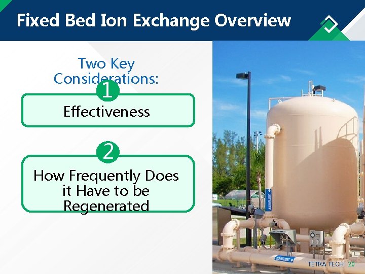 Fixed Bed Ion Exchange Overview Two Key Considerations: 1 Effectiveness 2 How Frequently Does