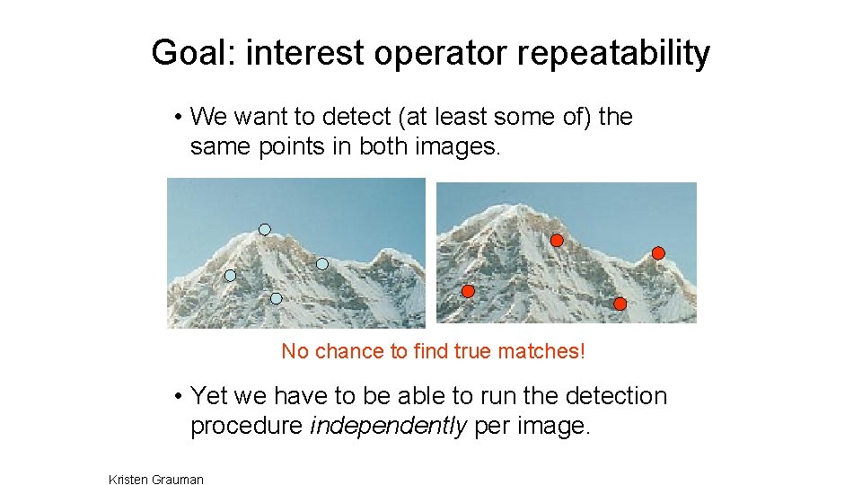 Goal: interest operator repeatability • We want to detect (at least some of) the