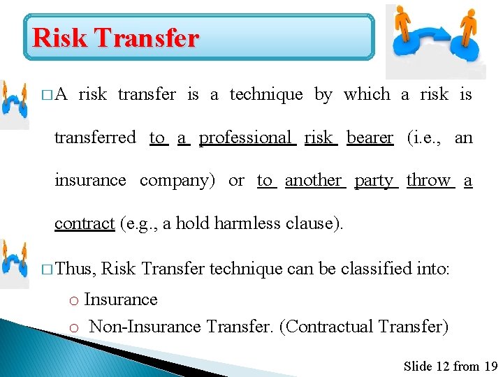 Risk Transfer �A risk transfer is a technique by which a risk is transferred
