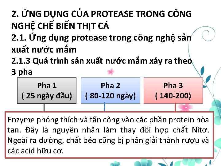 2. ỨNG DỤNG CỦA PROTEASE TRONG CÔNG NGHỆ CHẾ BIẾN THỊT CÁ 2. 1.