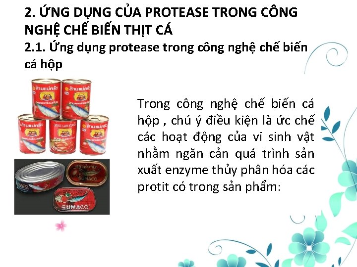 2. ỨNG DỤNG CỦA PROTEASE TRONG CÔNG NGHỆ CHẾ BIẾN THỊT CÁ 2. 1.