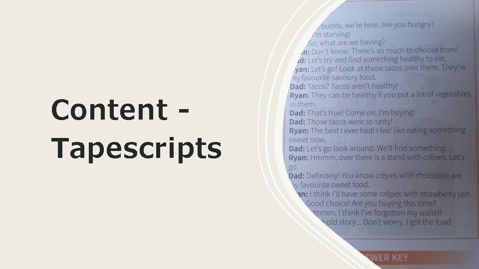 Content Tapescripts 