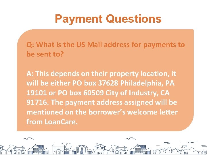 Payment Questions Q: What is the US Mail address for payments to be sent