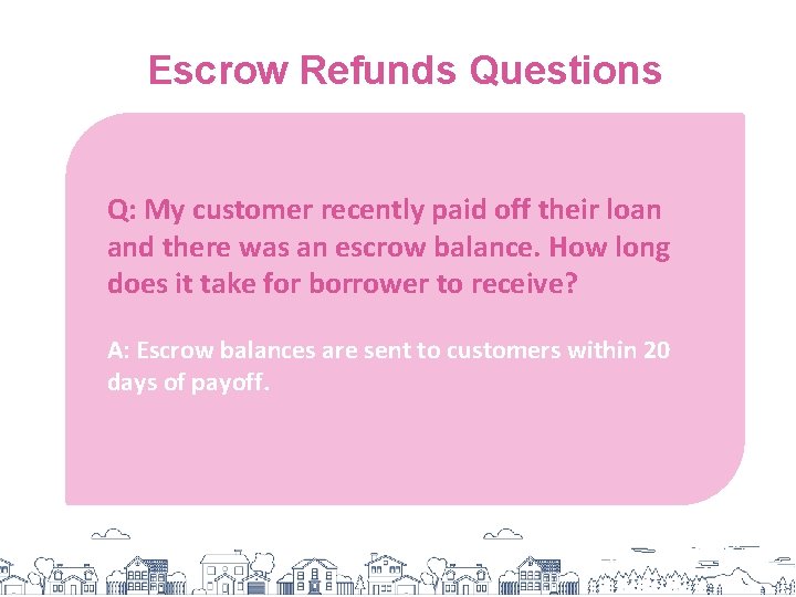 Escrow Refunds Questions Q: My customer recently paid off their loan and there was