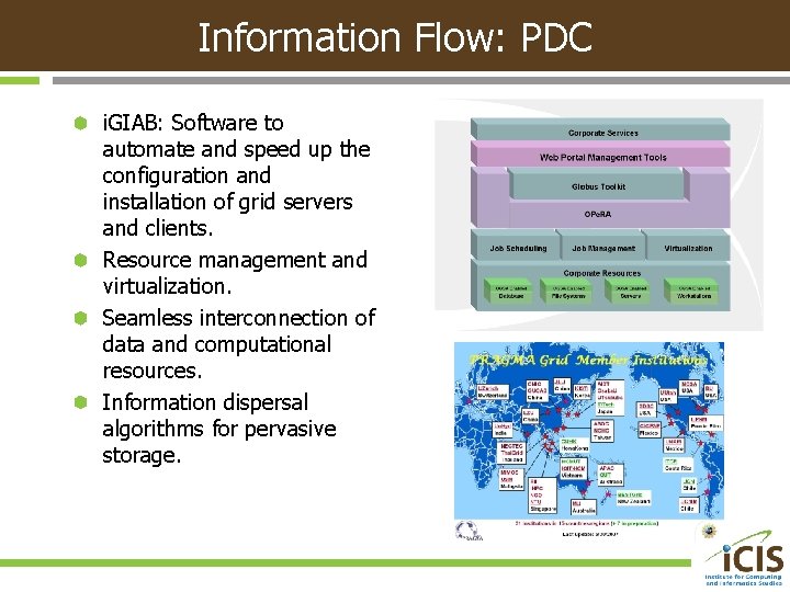 Information Flow: PDC i. GIAB: Software to automate and speed up the configuration and