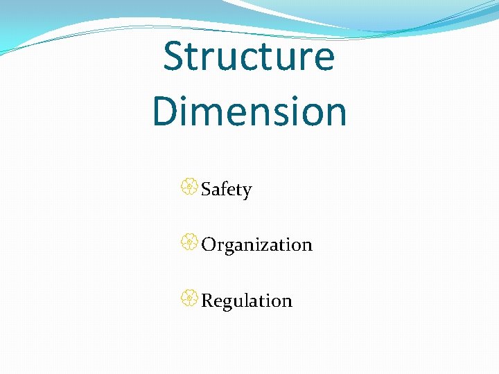 Structure Dimension {Safety {Organization {Regulation 