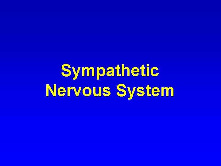 Sympathetic Nervous System 