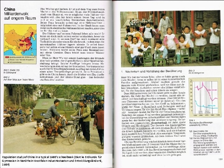 Population study of China in a typical 1980’s schoolbook (Diercke Erdkunde für Gymnasien in