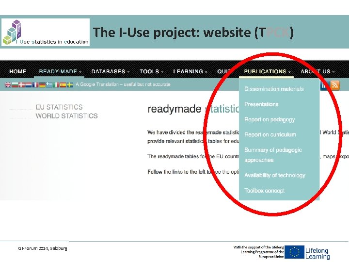 The I-Use project: website (TPCK) GI-Forum 2014, Salzburg 