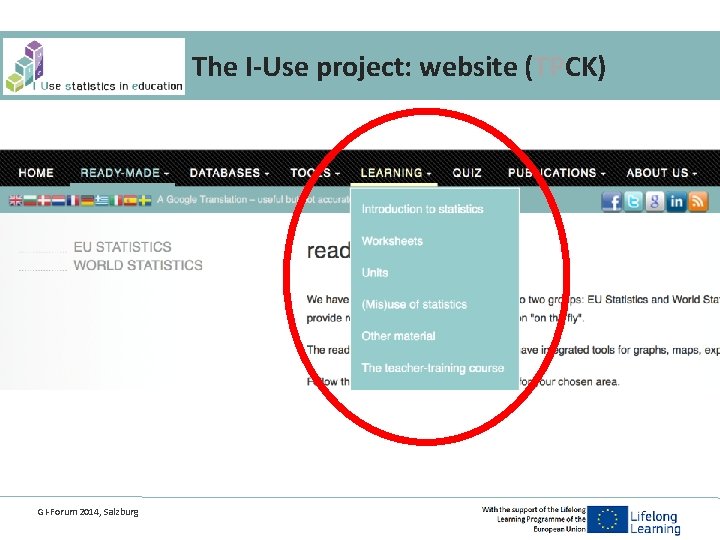 The I-Use project: website (TPCK) GI-Forum 2014, Salzburg 
