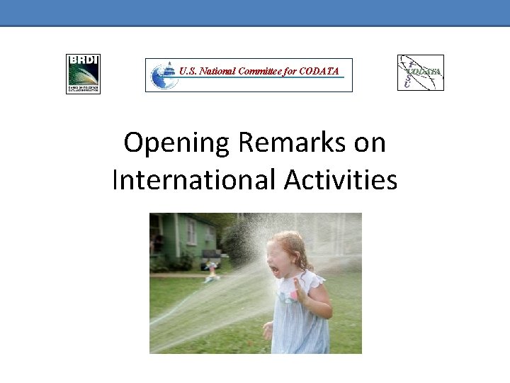 U. S. National Committee for CODATA Opening Remarks on International Activities 