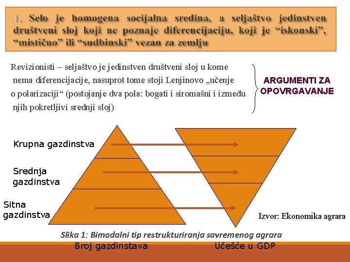 Revizionisti – seljaštvo je jedinstven društveni sloj u kome nema diferencijacije, nasuprot tome stoji