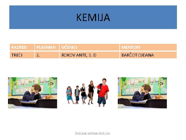 KEMIJA RAZRED PLASMAN UČENICI MENTORI TREĆI 2. ROKOV ANTE, 3. D BARČOT OJDANA ŠKOLSKA