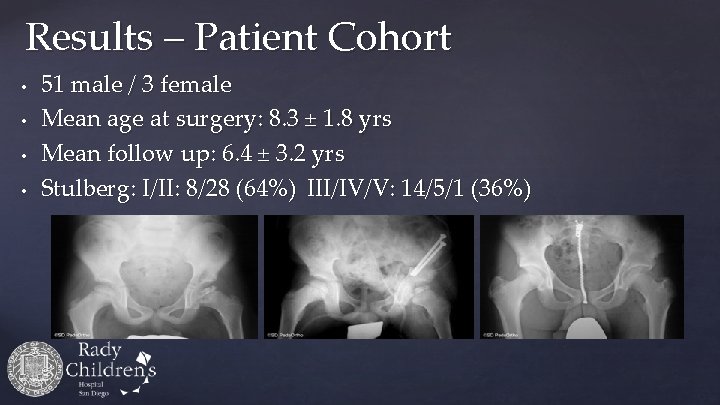 Results – Patient Cohort • • 51 male / 3 female Mean age at