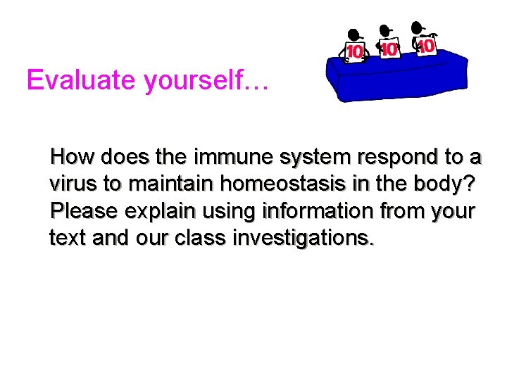 Evaluate yourself… How does the immune system respond to a virus to maintain homeostasis