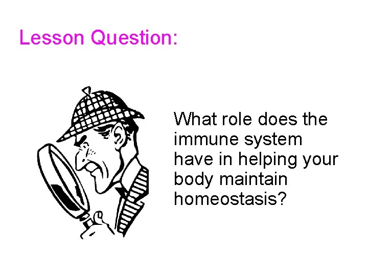 Lesson Question: What role does the immune system have in helping your body maintain