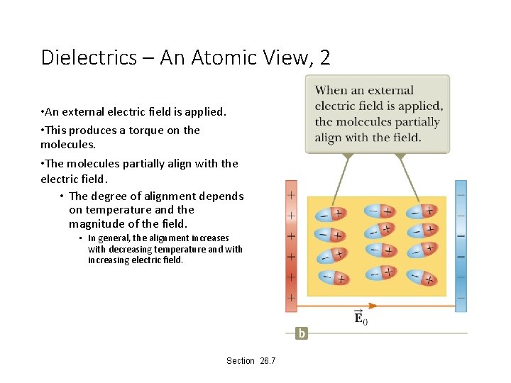 Dielectrics – An Atomic View, 2 • An external electric field is applied. •