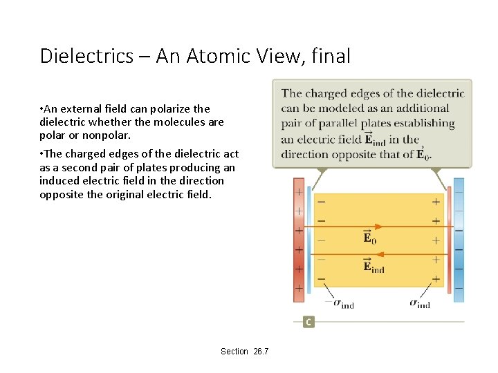 Dielectrics – An Atomic View, final • An external field can polarize the dielectric