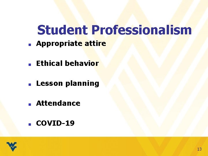 Student Professionalism ■ Appropriate attire ■ Ethical behavior ■ Lesson planning ■ Attendance ■