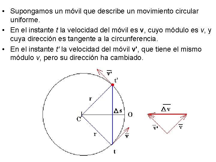  • Supongamos un móvil que describe un movimiento circular uniforme. • En el