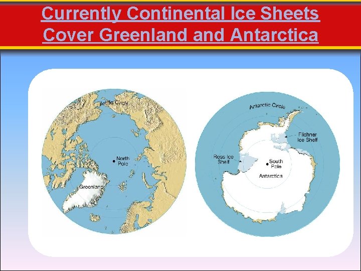Currently Continental Ice Sheets Cover Greenland Antarctica 