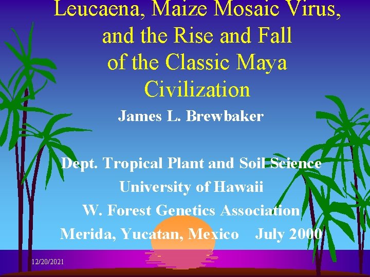 Leucaena, Maize Mosaic Virus, and the Rise and Fall of the Classic Maya Civilization