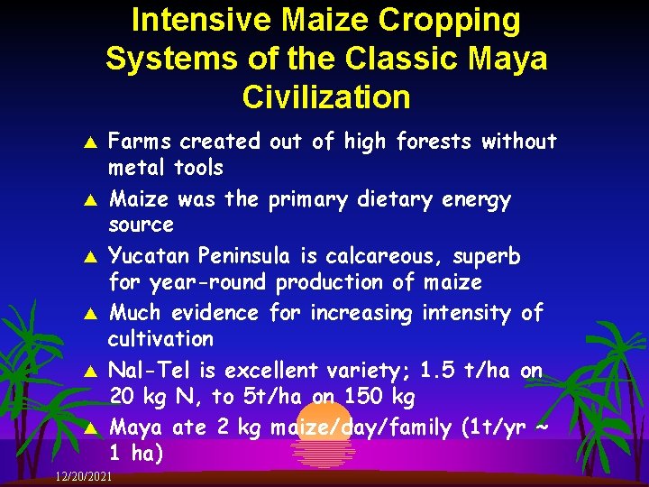 Intensive Maize Cropping Systems of the Classic Maya Civilization s s s Farms created