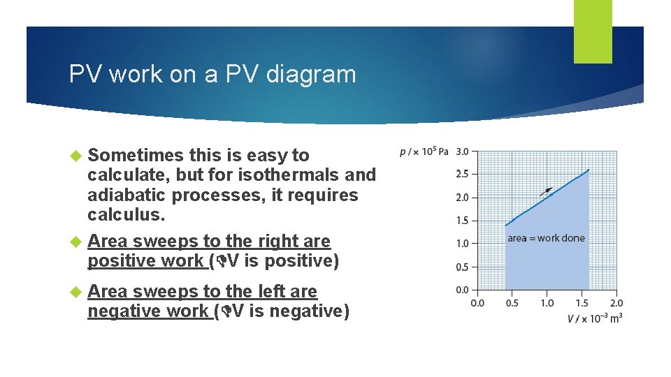 PV work on a PV diagram Sometimes this is easy to calculate, but for