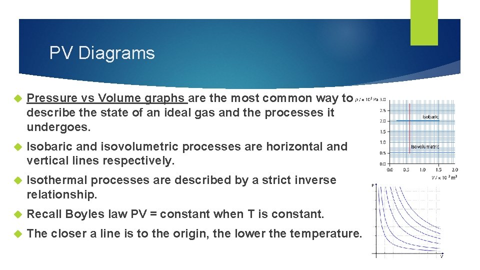 PV Diagrams Pressure vs Volume graphs are the most common way to describe the