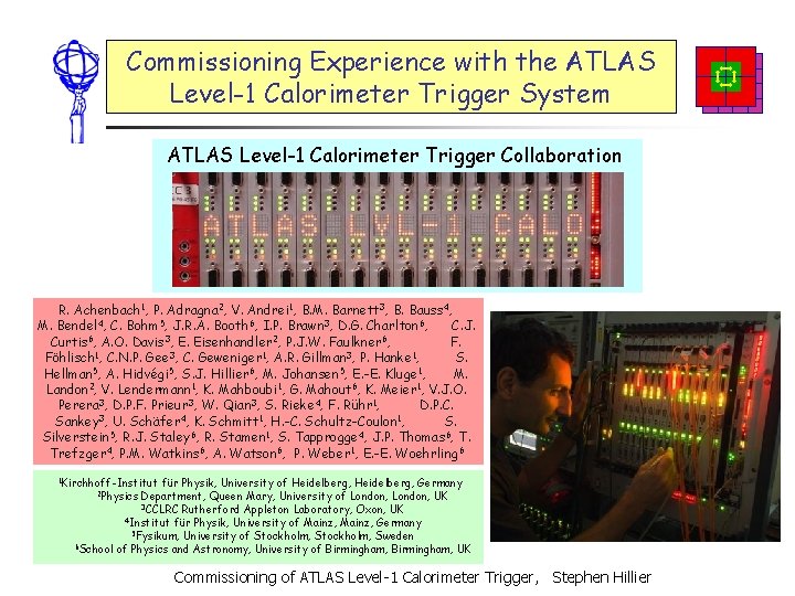 Commissioning Experience with the ATLAS Level-1 Calorimeter Trigger System ATLAS Level-1 Calorimeter Trigger Collaboration