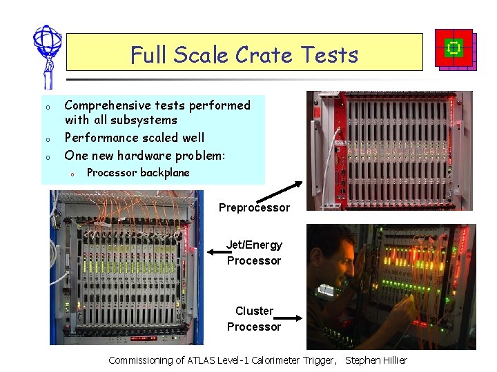 Full Scale Crate Tests o o o Comprehensive tests performed with all subsystems Performance