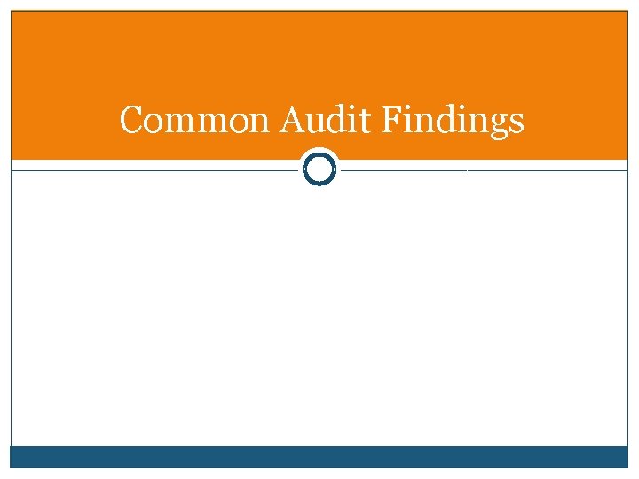 Common Audit Findings 