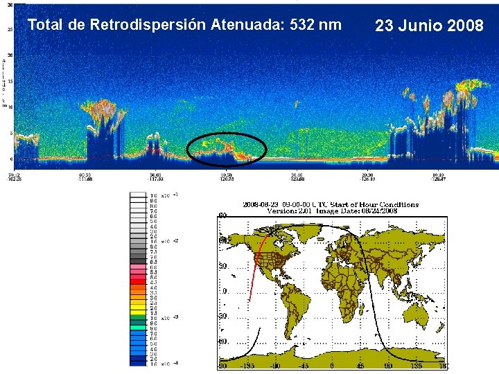 Total de Retrodispersión Atenuada: 532 nm 23 Junio 2008 