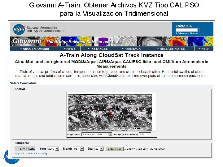 Giovanni A-Train: Obtener Archivos KMZ Tipo CALIPSO para la Visualización Tridimensional 