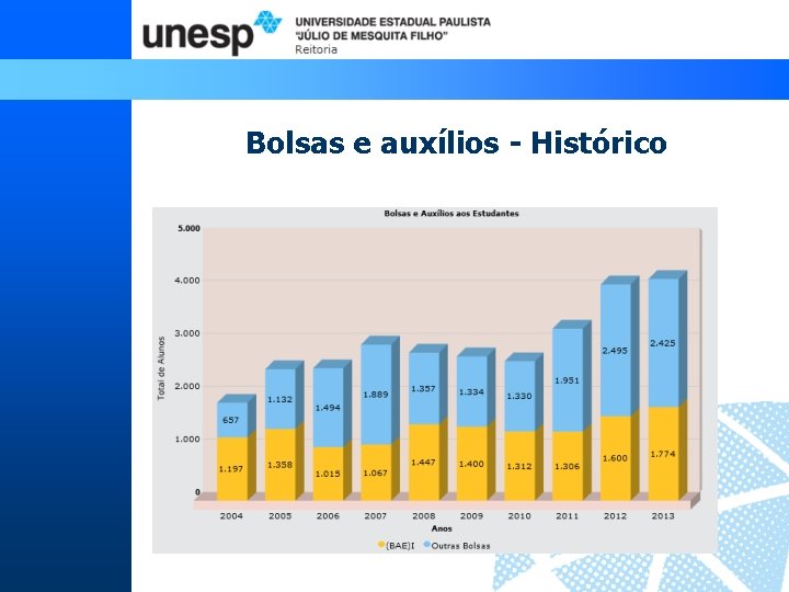 Bolsas e auxílios - Histórico 