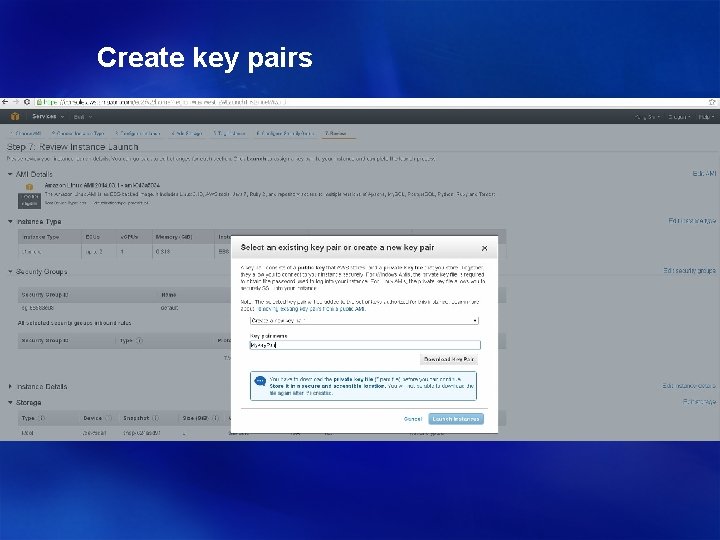 Create key pairs 