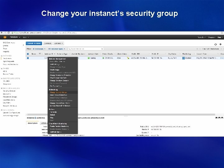 Change your instanct’s security group 
