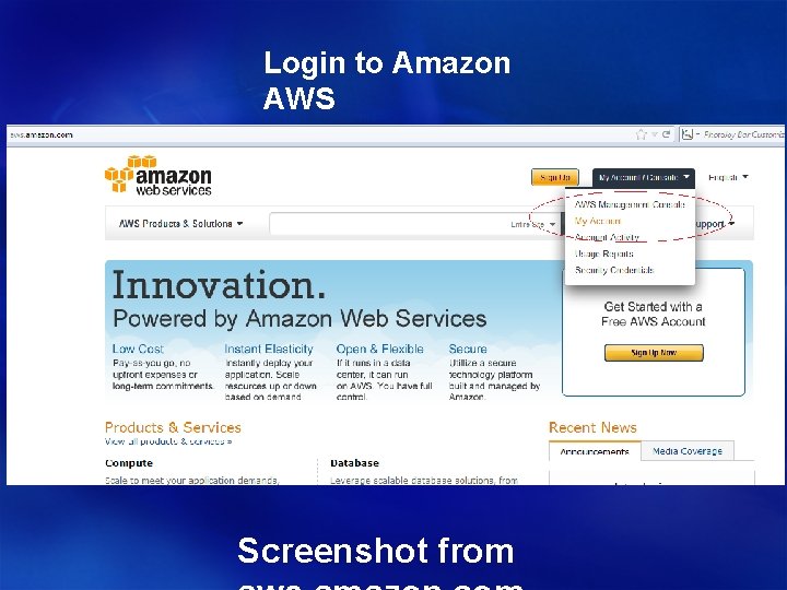 Login to Amazon AWS Screenshot from 