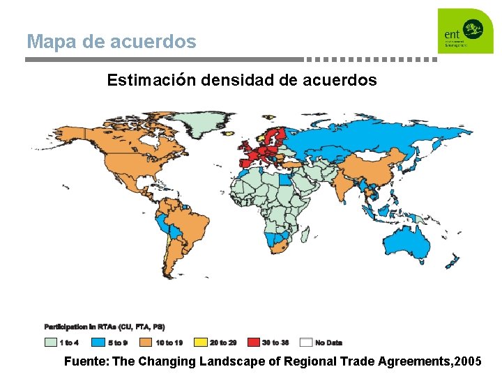 Mapa de acuerdos Estimación densidad de acuerdos Fuente: The Changing Landscape of Regional Trade